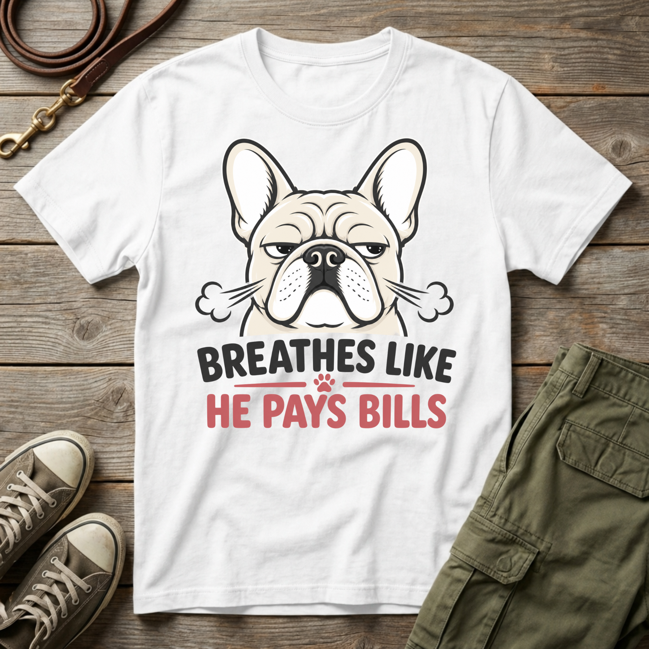 Frenchie Breathes Like Pays Bills T-Shirt