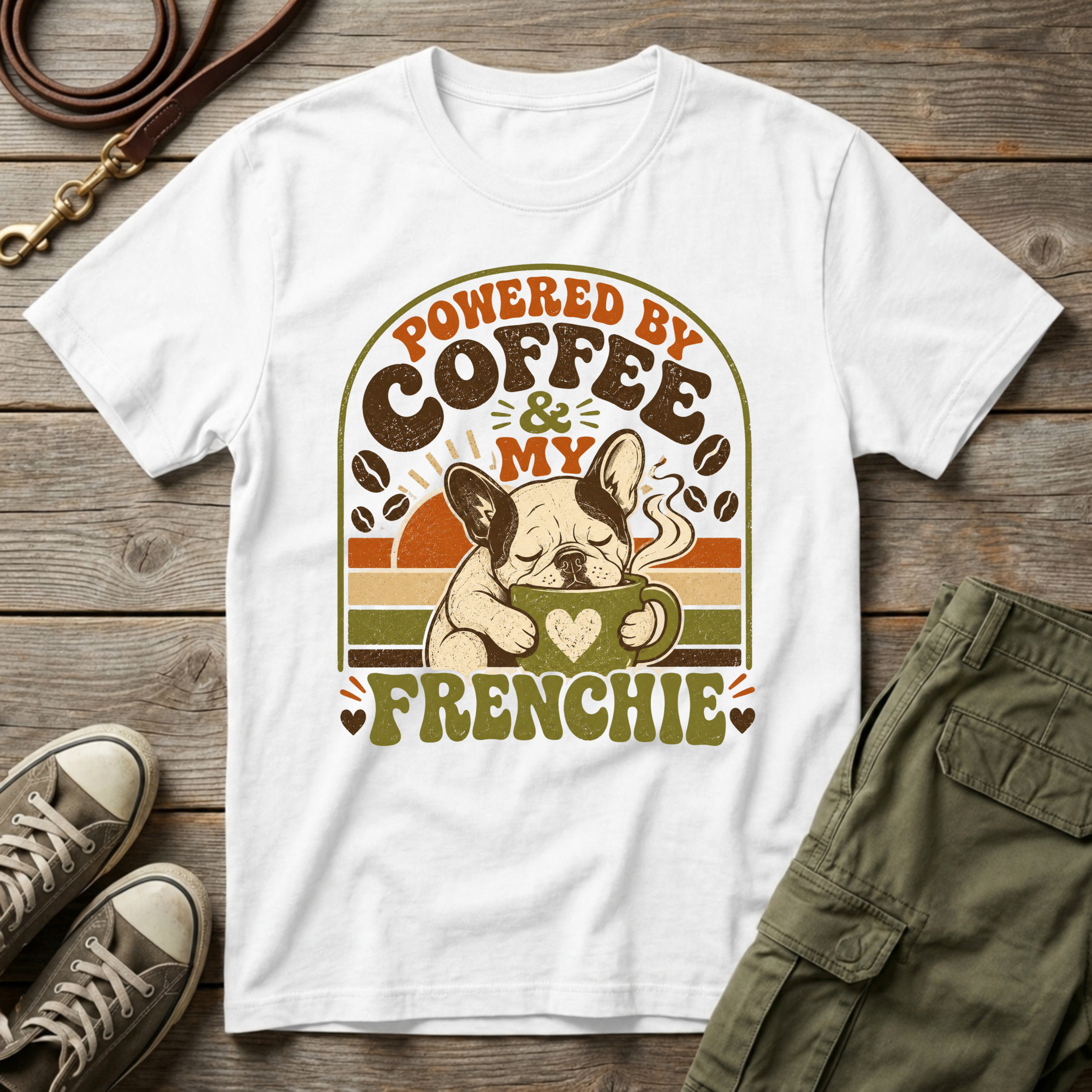 Powered By Coffee & Frenchie T-Shirt