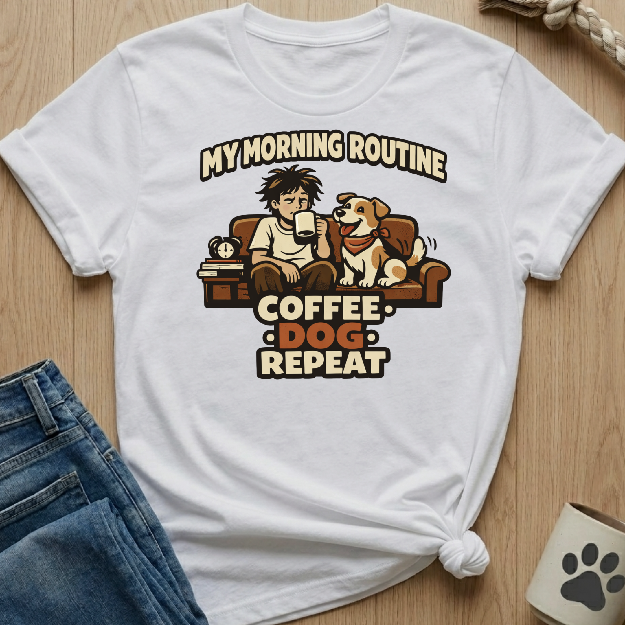 Coffee Dog Repeat T-Shirt