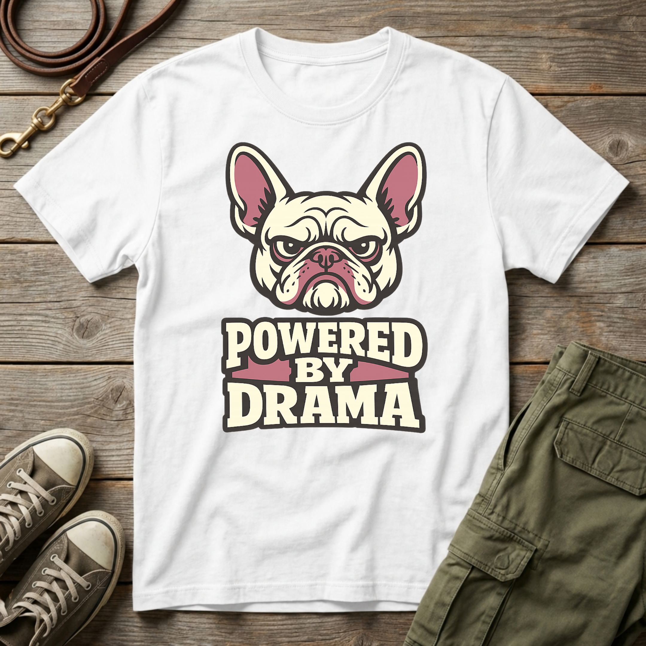Frenchie Powered By Drama T-Shirt