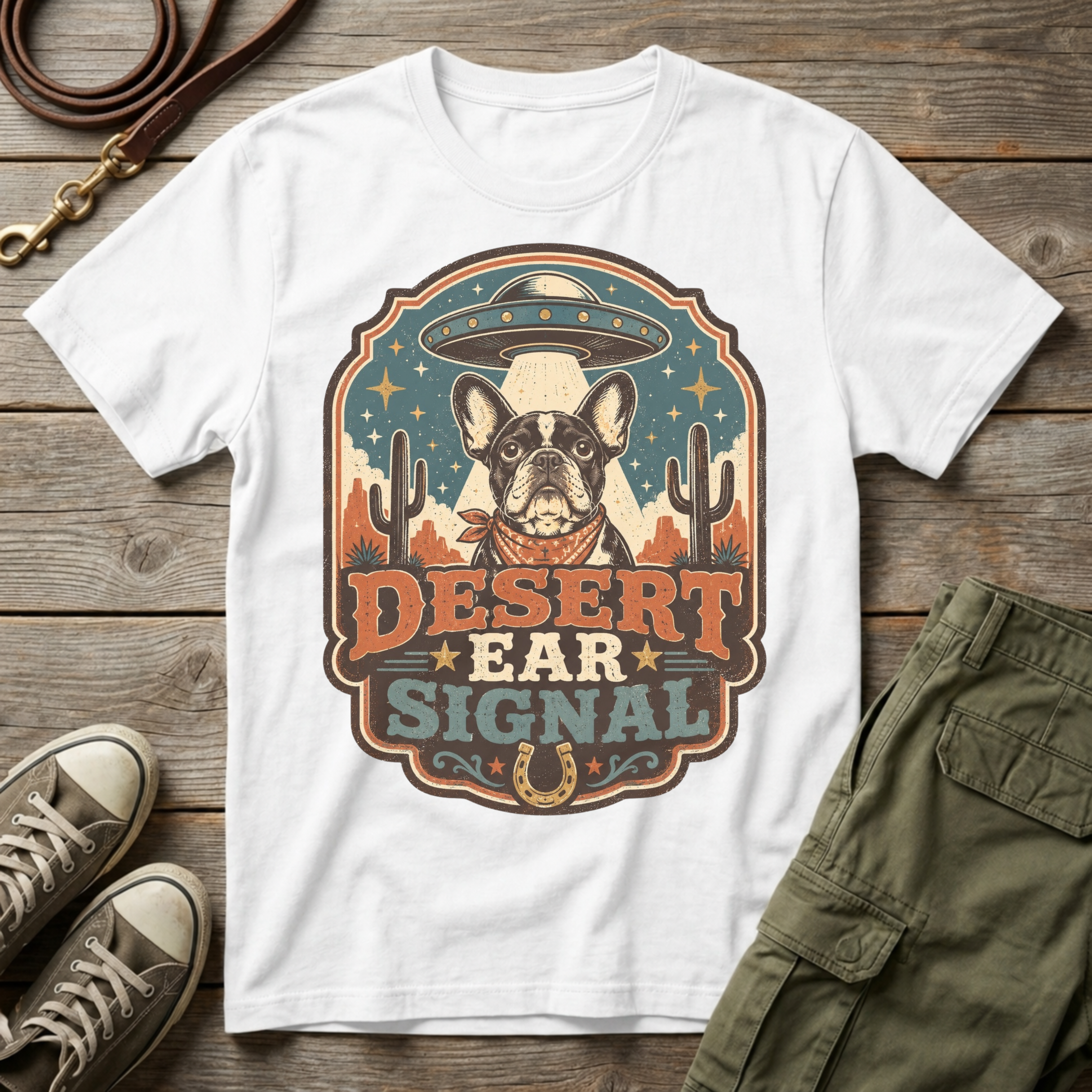 Frenchie Desert Ear Signal T-Shirt
